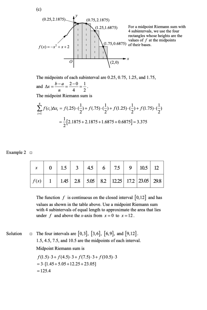 Riemann Sum and Area Approximation